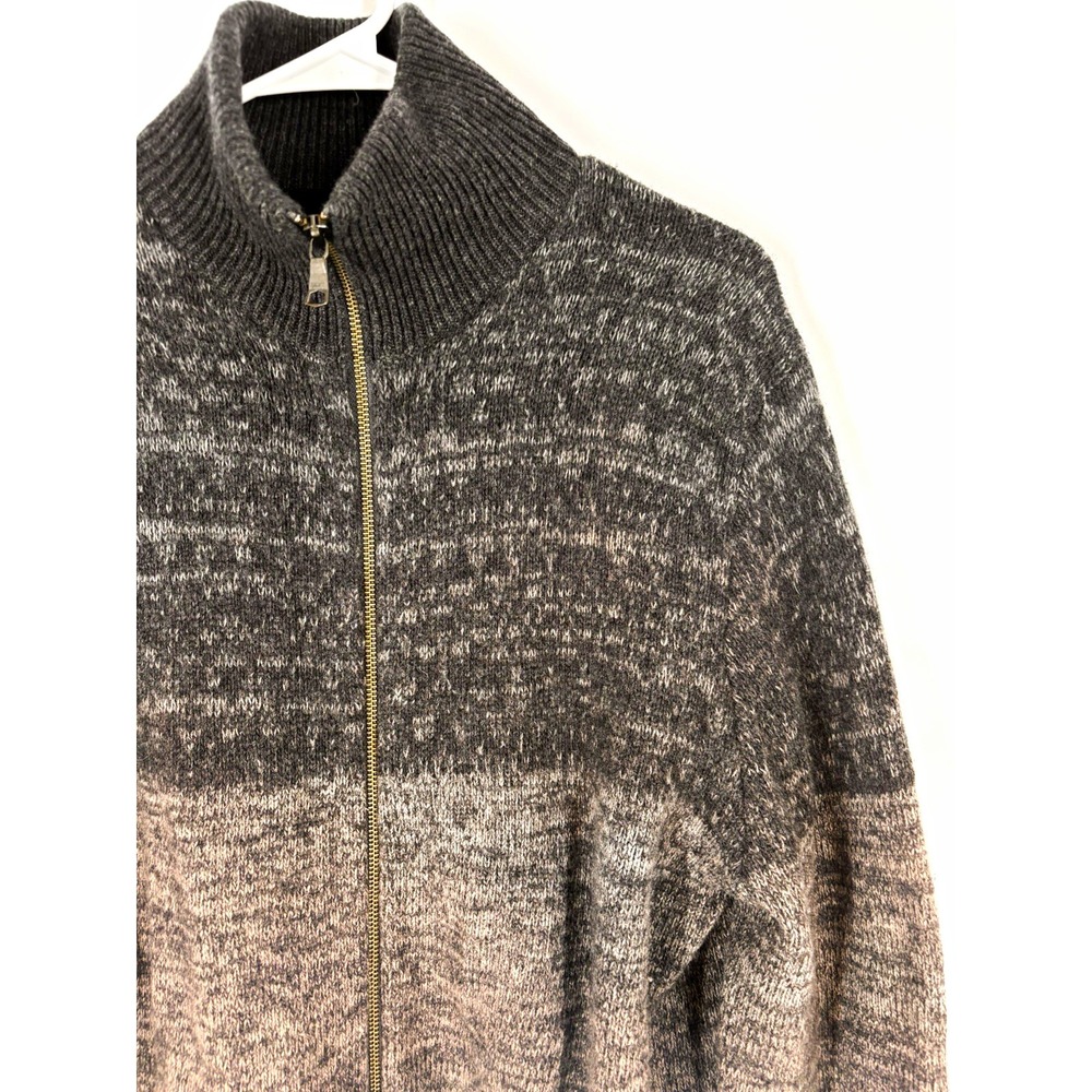 Banana Republic Mens Sz L Merino Wool Full Zip Ombre Colorblock Knit Cardigan